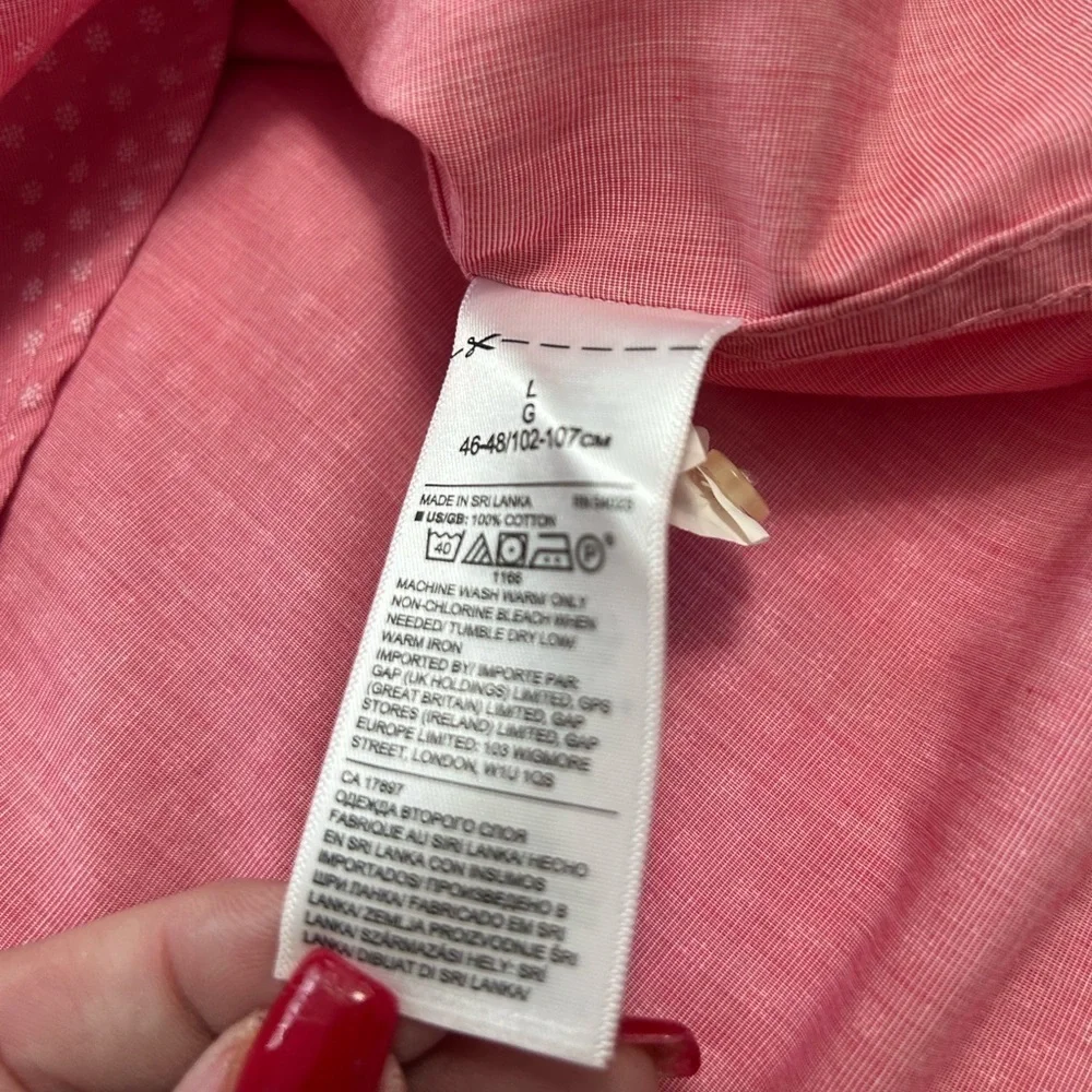 Banana Republic Preppy Pink Men’s Short Sleeve Button Down  Size L Slim Fit